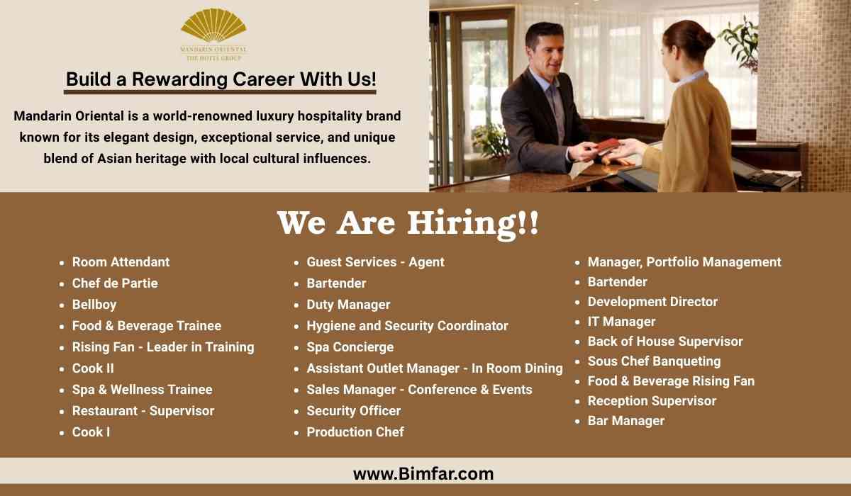Mandarin Oriental Hotel Jobs Qatar, UK