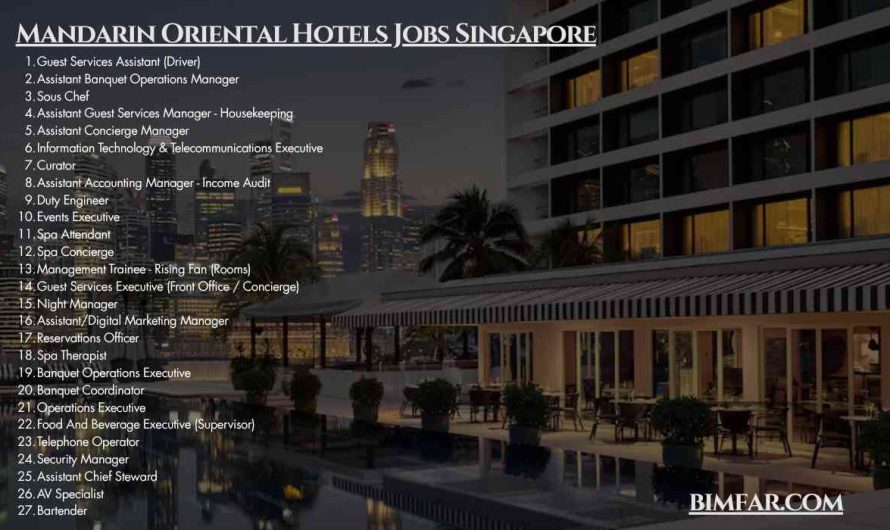 Mandarin Oriental Hotels Jobs Singapore