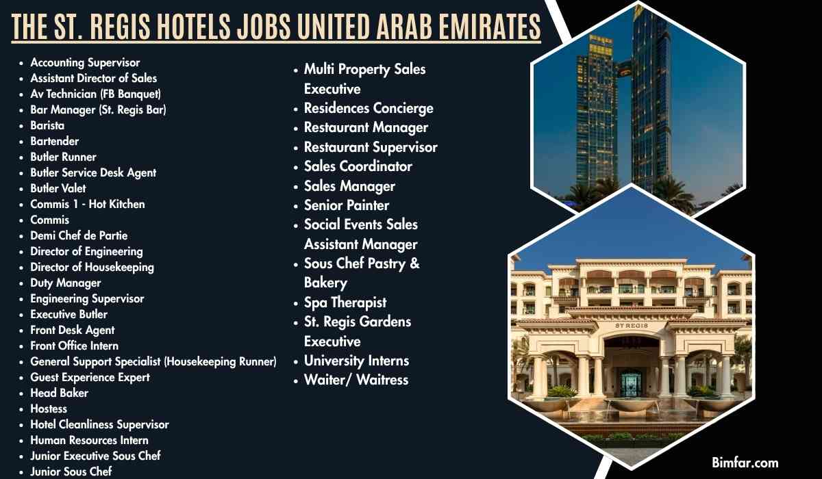 The St. Regis Hotels Jobs United Arab Emirates