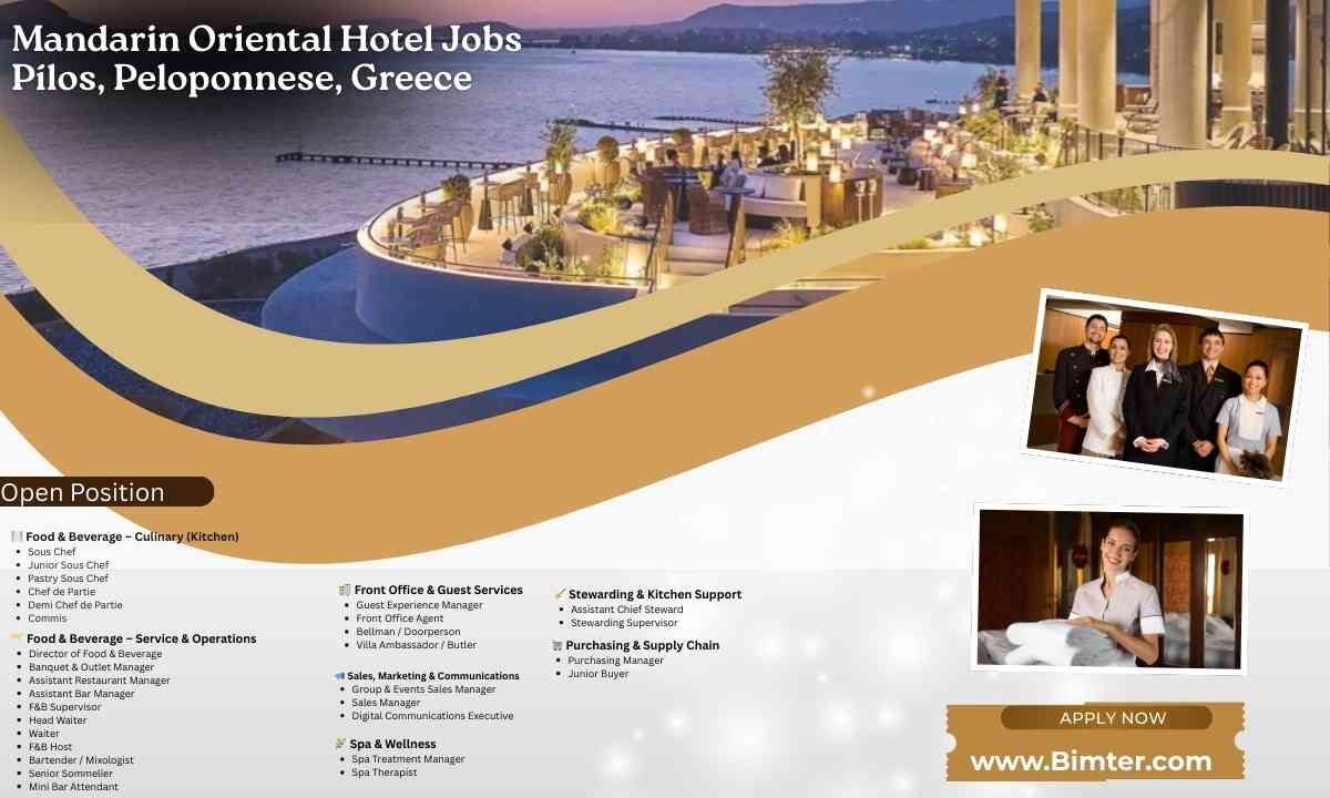 Mandarin Oriental Hotel Jobs – Pílos, Peloponnese, Greece