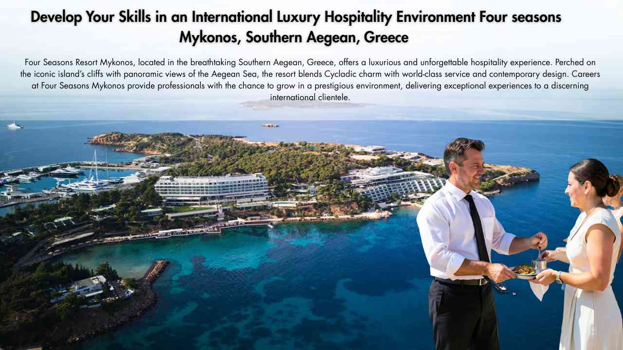 Develop Your Skills in an International Luxury Hospitality Environment Four seasons Mykonos, Southern Aegean, Greece