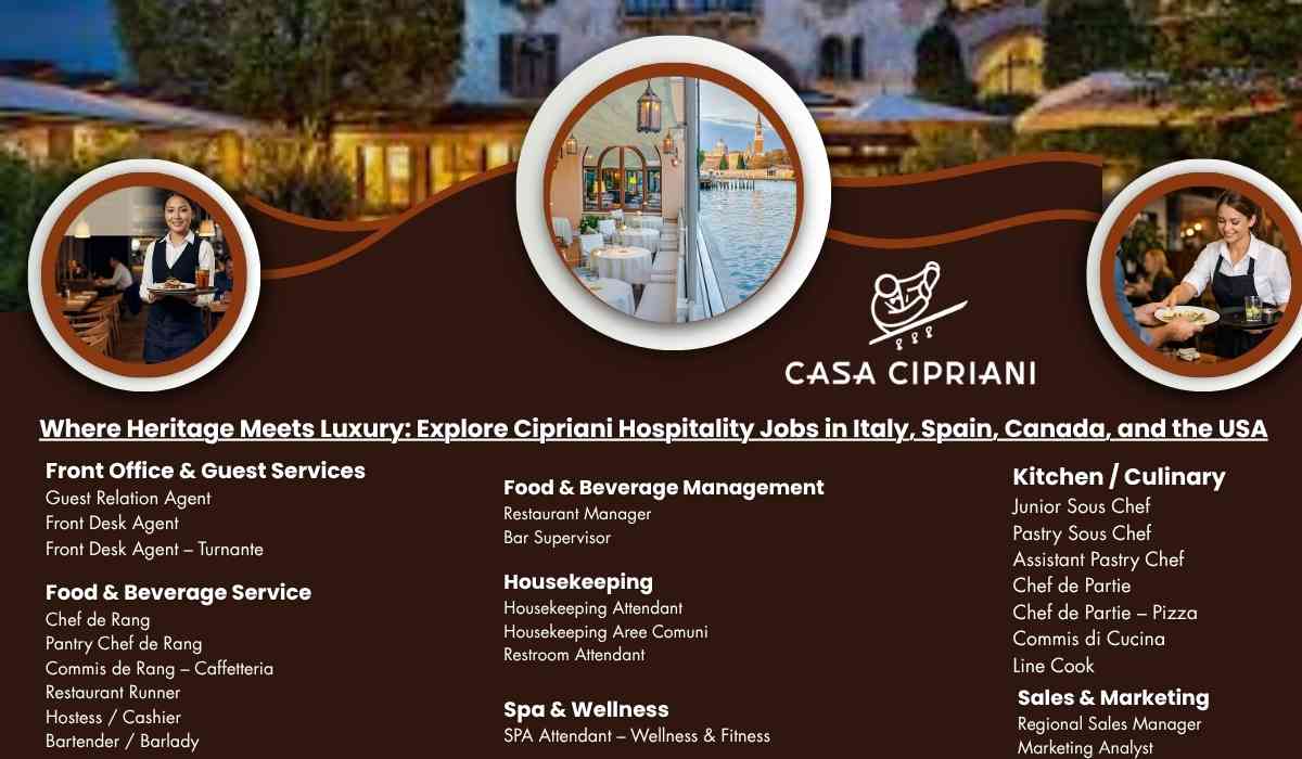 Where Heritage Meets Luxury: Explore Cipriani Hospitality Jobs in Italy, Spain, Canada, and the USA